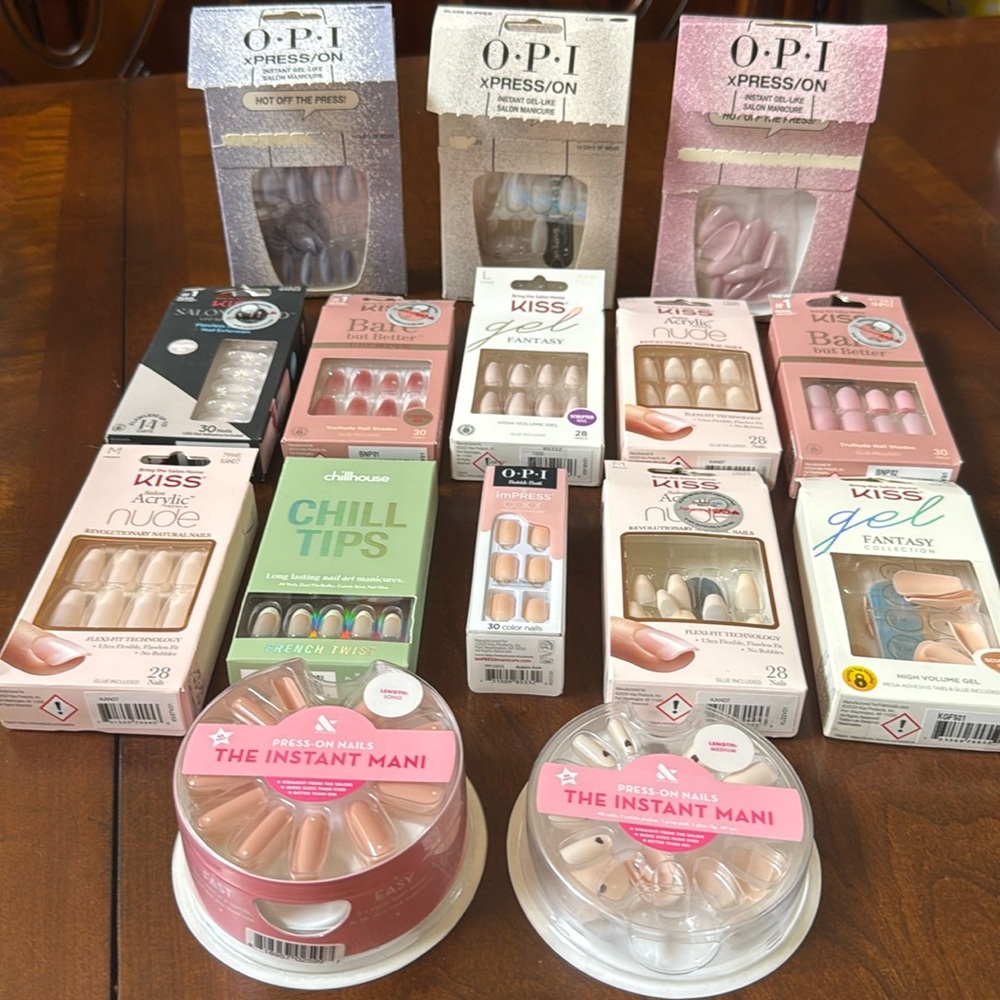 Lot of 15 boxes kiss impress OPI manicure nails press on mix
